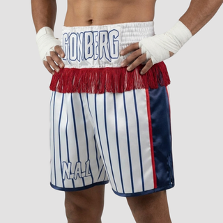 Star fall BX Nicklaus White & Navy Blue & Red Custom Boxing Shorts & Trunks