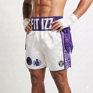 Royal MTS Izzi White & Purple Muay Thai Shorts