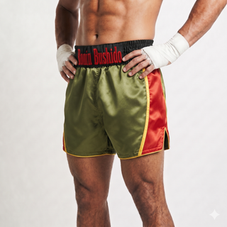 KNOCKOUT MTS Ryan Army Green & Red Muay Thai Shorts