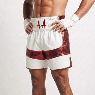 ENFORCER MTS Ties White & Red Snake Muay Thai Shorts