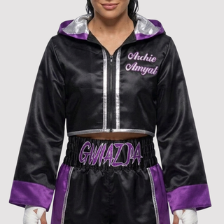 Classic Women's Crop JKT Tia Black & Purple Jackets