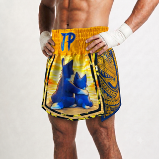 Tribal Gla Shukur Blue & Yellow Gladiator Shorts