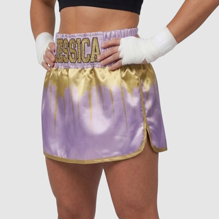 Shine Bright GLA Jessica Purple & Gold Gladiator Shorts