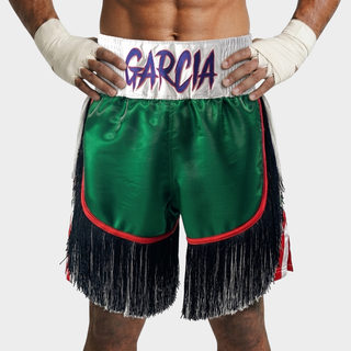 Lorenzo BX M White & Green Custom Boxing Shorts & Trunks