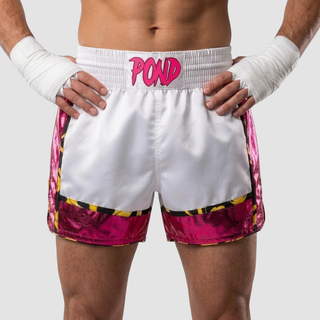 GEO MTS Channella White & Pink Muay Thai Shorts