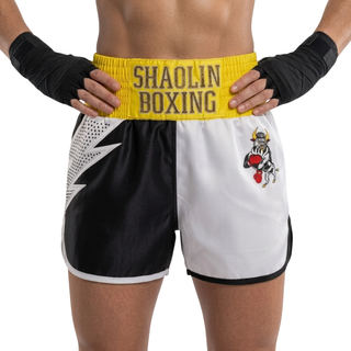 Lightning BX Josh Black & White & Yellow Custom Boxing Shorts & Trunks