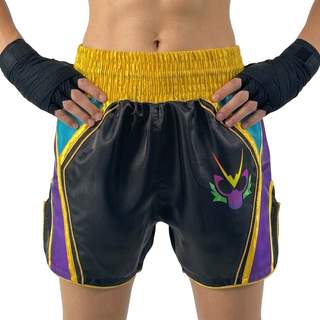King Cobra MTS Joey Black & Aqua & purple Muay Thai Shorts