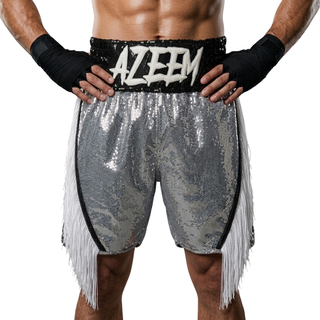 Floyd BX Abdul Black & Silver Custom Boxing Shorts & Trunks