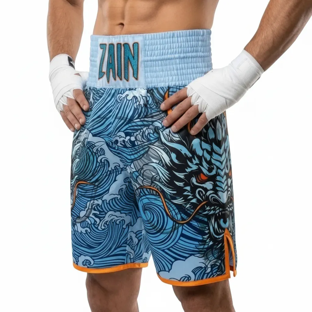 Tatsu Storm BX Nabeel Navy Blue Custom Boxing Shorts & Trunks
