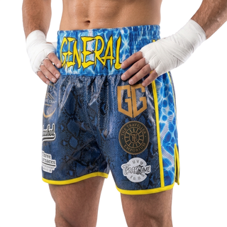 DAVID Blue Snake & Yellow Muay Thai Shorts