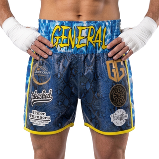 DAVID Blue Snake & Yellow Muay Thai Shorts