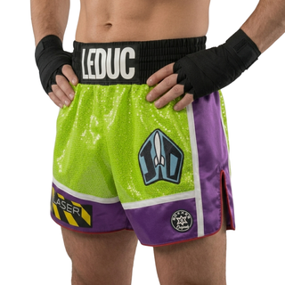 GEO MTS Old Dylan Neon Yellow Green & Purple Muay Thai Shorts