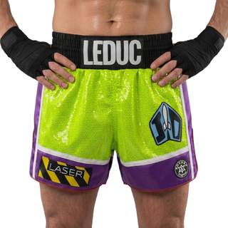 GEO MTS Old Dylan Neon Yellow Green & Purple Muay Thai Shorts