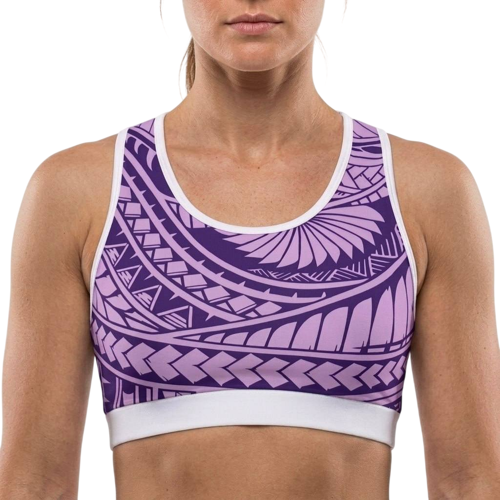 Tribal Crop top JKT Hazel Pulple & White Sports Bra