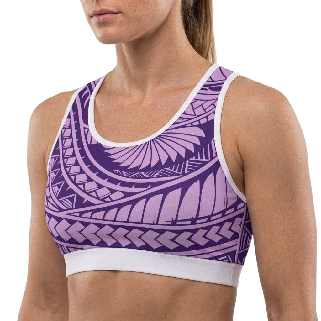 Tribal Crop top JKT Hazel Pulple & White Sports Bra