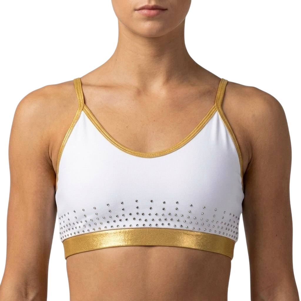 Thin Strap Sports Bra Alexandra White & Gold Sports Bra