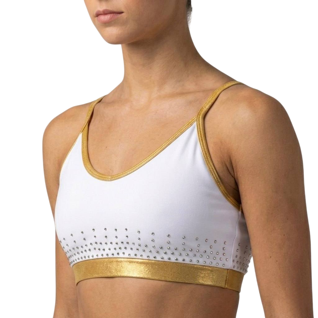 Thin Strap Sports Bra Alexandra White & Gold Sports Bra