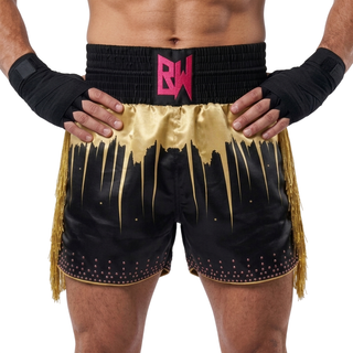 Shine bright MTS Danielle Black & Gold & Pink Muay Thai Shorts