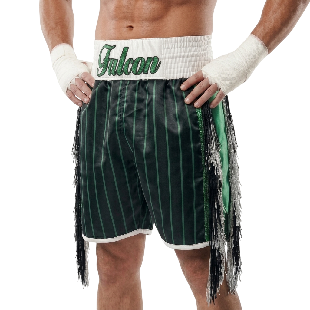 Star fall BX Matthew Black & Green Custom Boxing Shorts & Trunks