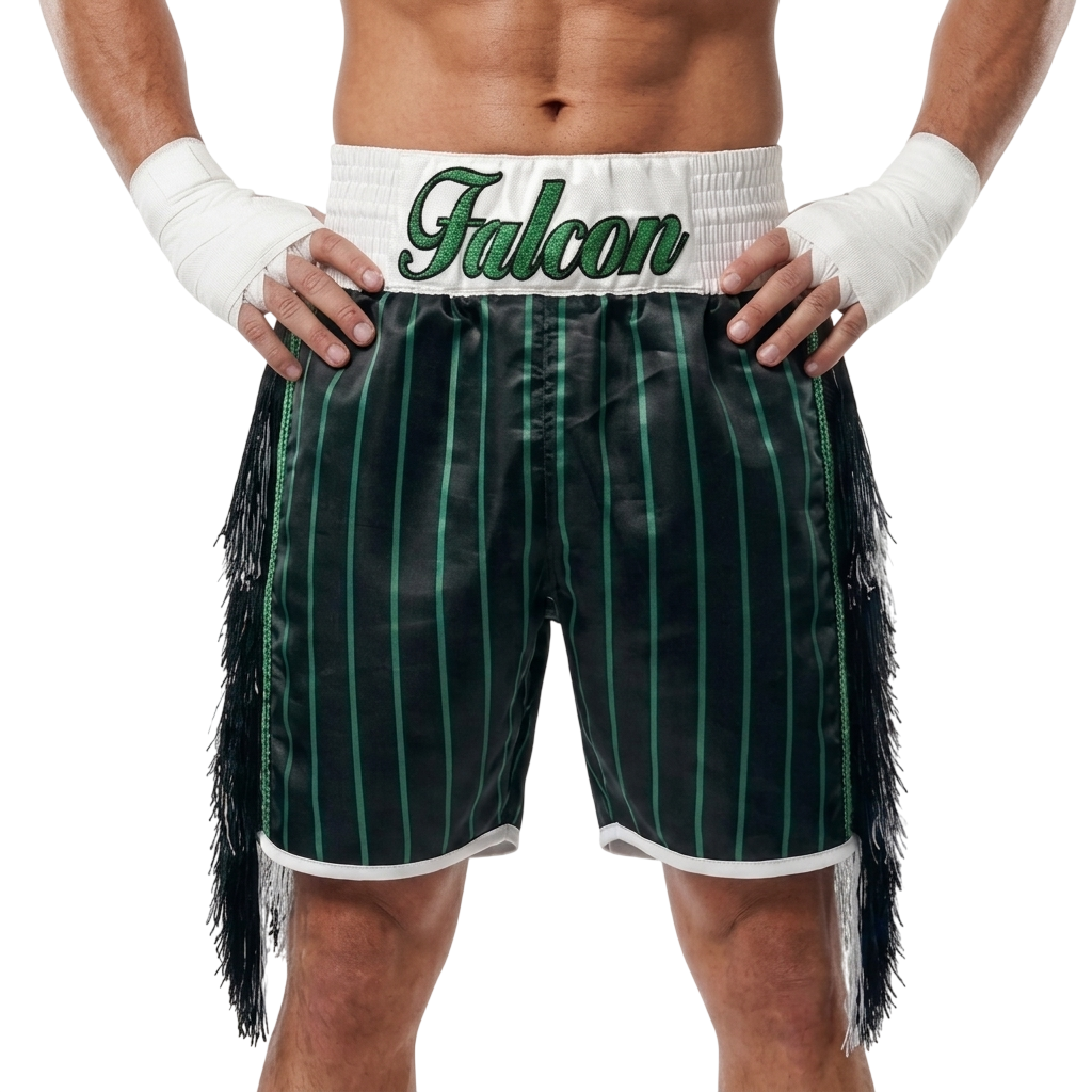 Star fall BX Matthew Black & Green Custom Boxing Shorts & Trunks