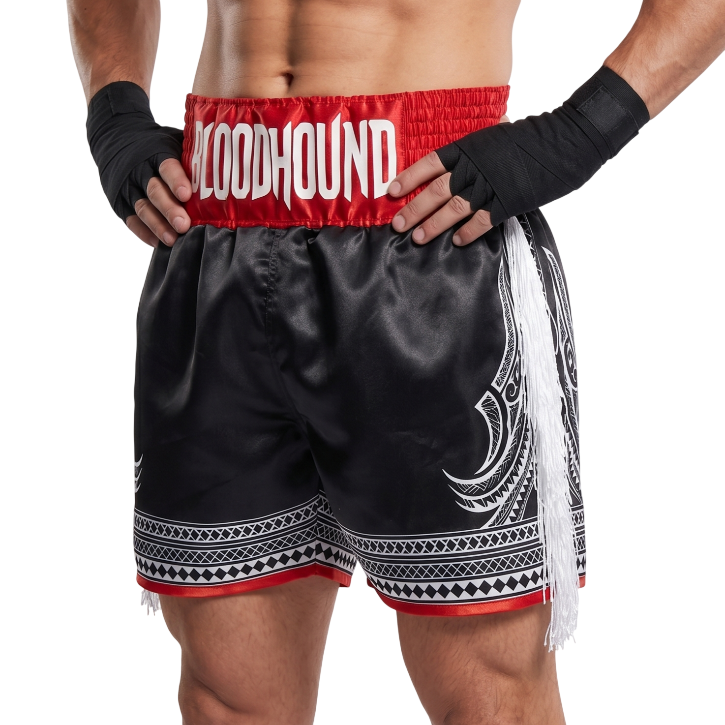 Haka BX Billy  Black & Red & White Custom Boxing Shorts & Trunks