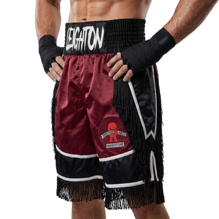 Bilal BX Leighton Mroon & Black & White Custom Boxing Shorts & Trunks