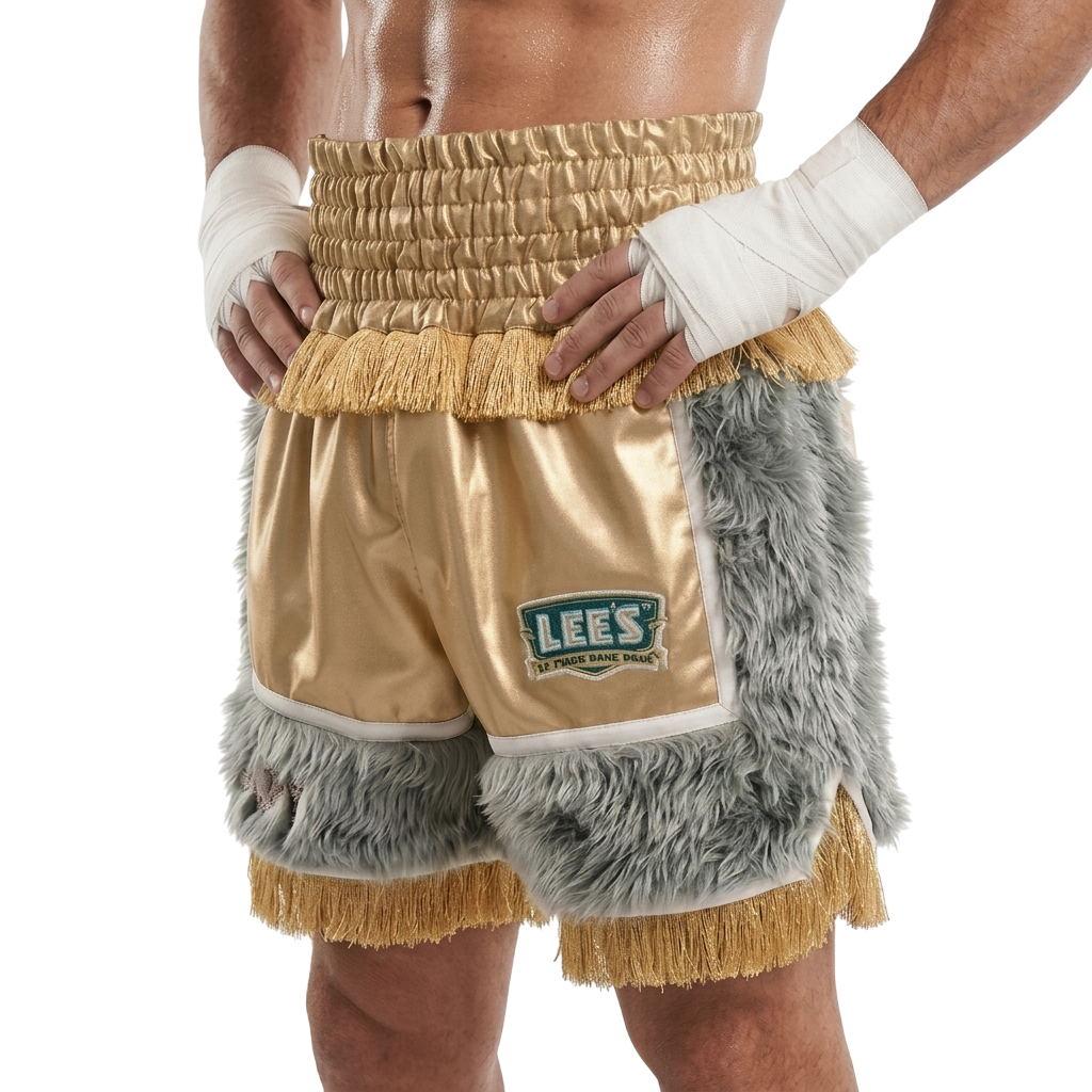 BOMBER BX Keon Glod & Grey Custom Boxing Shorts & Trunks