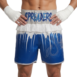Shine bright BX Luke Wave Grey & Blue Custom Boxing Shorts & Trunks