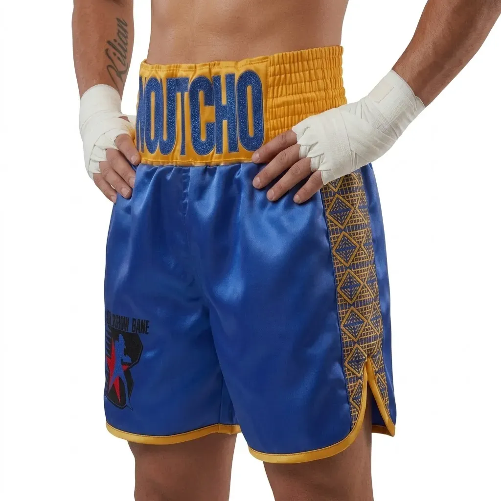 TKV BX A.S.D Blue & Yellow Gold Custom Boxing Shorts & Trunks