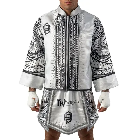 Tribal Gla Joshua White & Black Gladiator Shorts