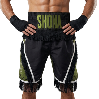 Slick BX Shona Army Green & Black Custom Boxing Shorts & Trunks
