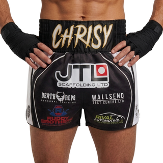King Cobra MTS Hugh Black & White Muay Thai Shorts