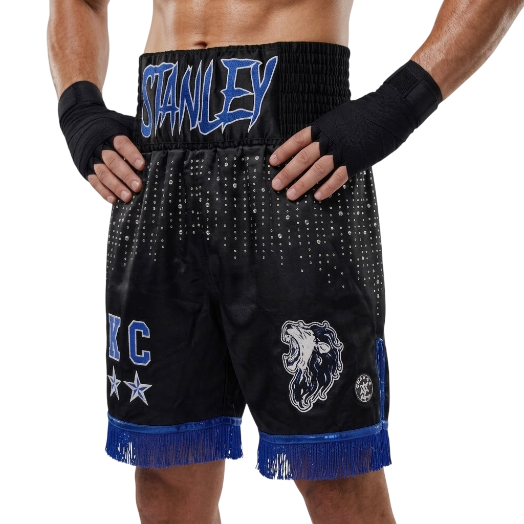 Classic BX Abby Black & Blue Custom Boxing Shorts & Trunks