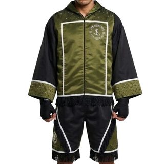 Slick BX Shona Army Green & Black Custom Boxing Shorts & Trunks
