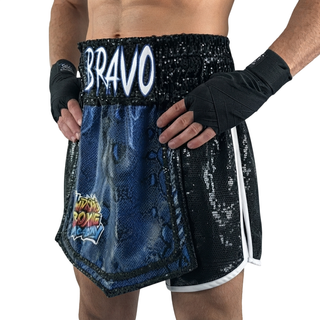 David GLA  Keven Blue & Black Gladiator Shorts