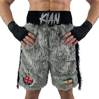 Side Stripe BX kian Grey & Black  Custom Boxing Shorts & Trunks
