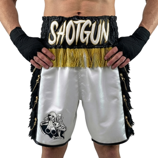 SOLDIER BX Jorge White & Black Custom Boxing Shorts & Trunks