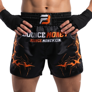  Alain Black & Orange Muay Thai Shorts