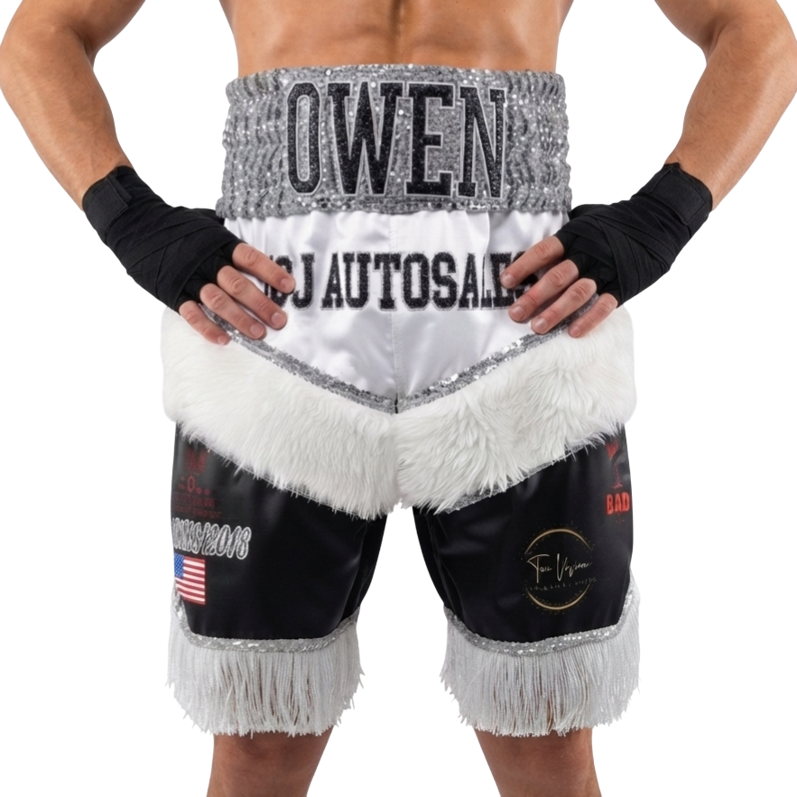 Jazzy BX Joshua Black & White Custom Boxing Shorts & Trunks