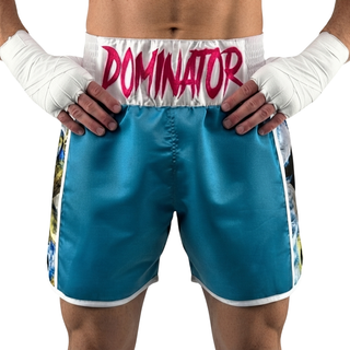 Side Stripe BX Dominic White & Blue Custom Boxing Shorts & Trunks