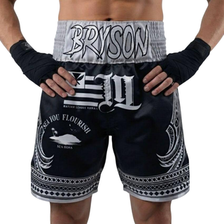 Haka BX Bryson Black & Grey Custom Boxing Shorts & Trunks