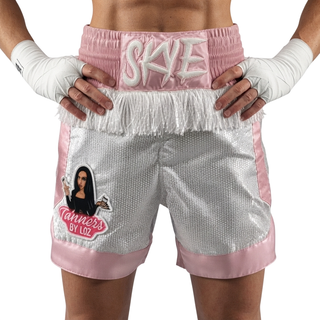 COTTO BX skye White & Pink Custom Boxing Shorts & Trunks