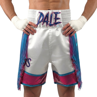 Bilal BX Jennie White & Blue & Pink Custom Boxing Shorts & Trunks