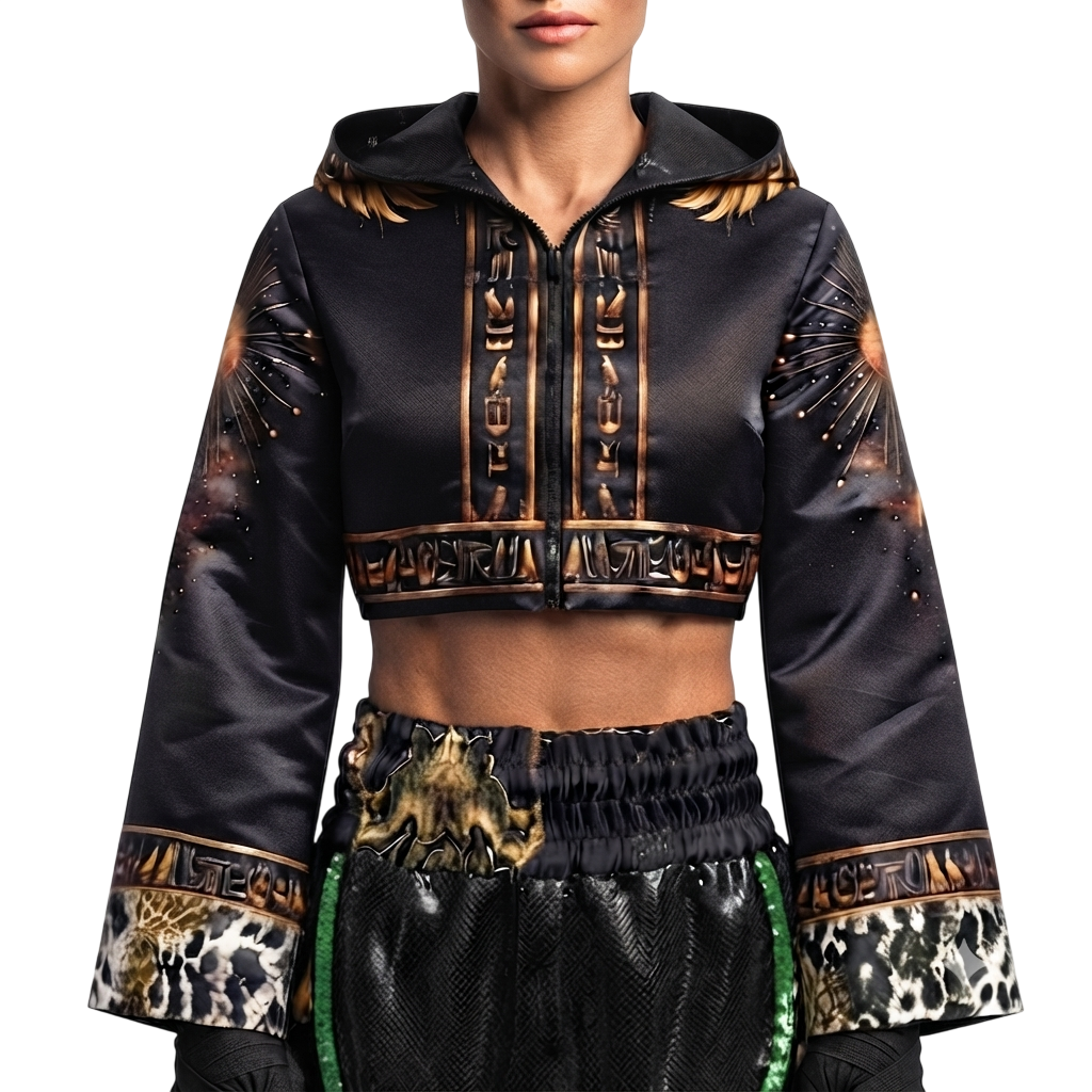 Golden Goddess Crop Top ashleigh Black & Gliter Loepard Jackets
