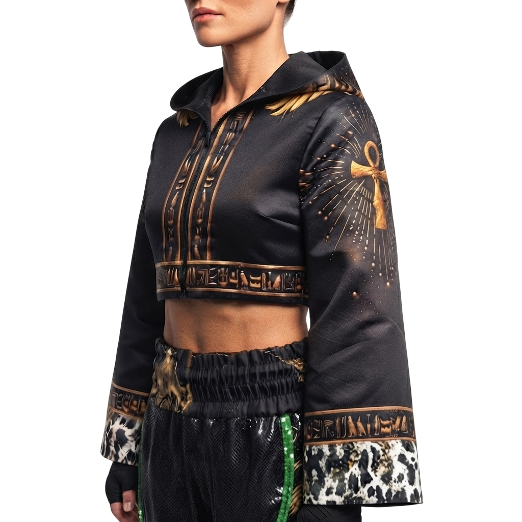 Golden Goddess Crop Top ashleigh Black & Gliter Loepard Jackets
