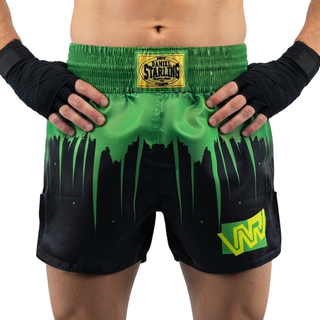 Shine bright MTS Daniel Black & Green Muay Thai Shorts