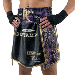 Thunder David GLA Patrick Black & Purple & Gold Gladiator Shorts