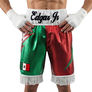 Lightning BX edgar Red & Green & White Custom Boxing Shorts & Trunks