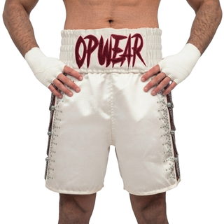 SOLDIER BX Abraham White & Red Custom Boxing Shorts & Trunks