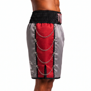 SOLDIER BX Grey & Dark Red Adiran Custom Boxing Shorts & Trunks